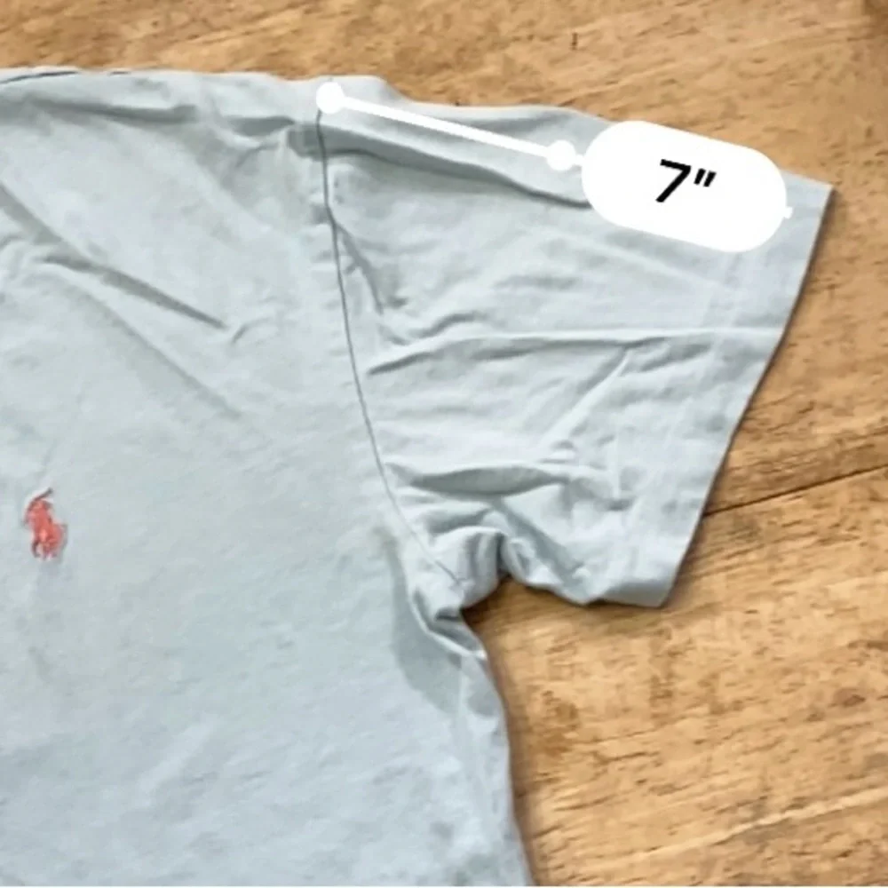 Polo by Ralph Lauren Men’s Medium Soft Blue  100% Cotton V-Neck Short Sleeve Tee